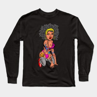 afro pin up girl Long Sleeve T-Shirt